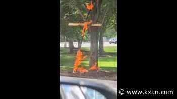 Watch: Large burning cross found at Chicago park