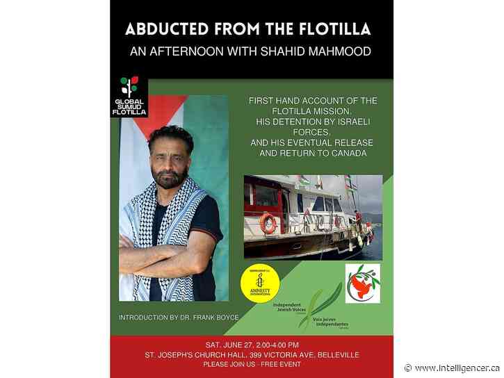 Abducted at Sea: Flotilla activist to speak in Belleville June 27