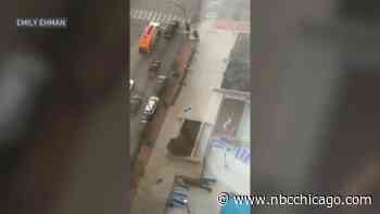 WATCH: Severe storms send pool deck furniture flying into traffic in Chicago
