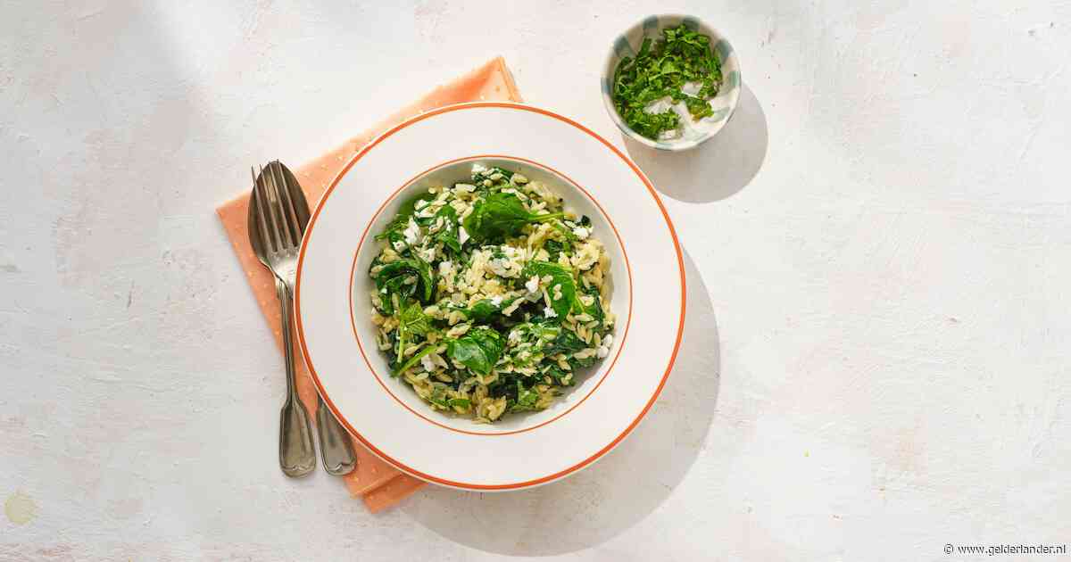 Wat Eten We Vandaag: Orzo met spinazie, feta en munt