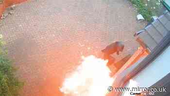 Bolton imam's home firebombed by masked thug as footage shows terrifying attack