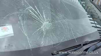 Rocks thrown at car on major Welsh road