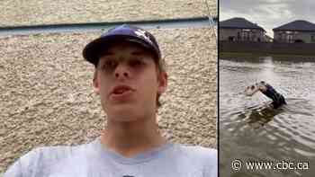 #TheMoment he swam in Manitoba floodwaters