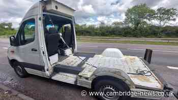 Police stop bizarre van 'completely missing' back end on A1