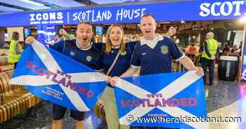 Tartan Army piped through Edinburgh Airport ahead of Scotland World Cup trip