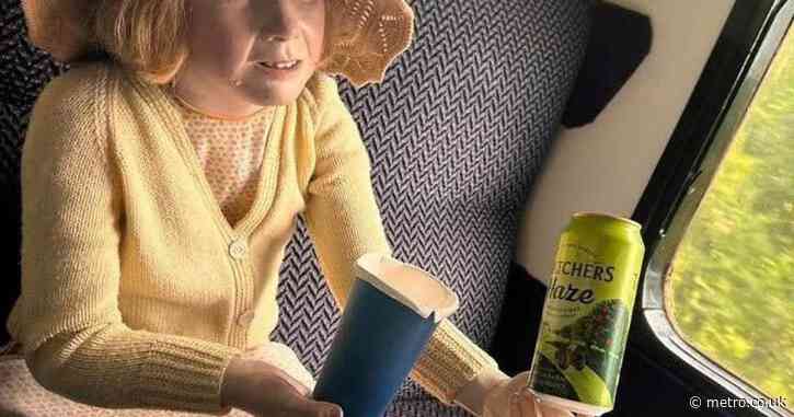 Missing child mannequin found on train holding a can of cider