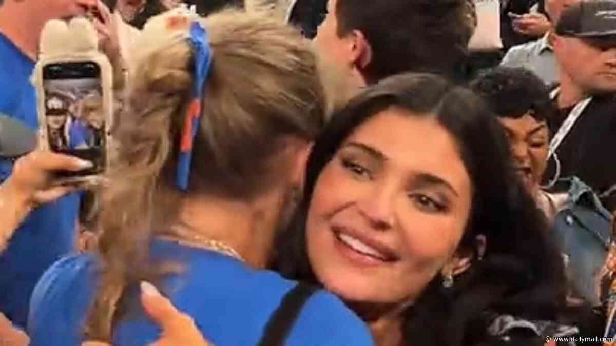 Kylie Jenner has 'crazy' courtside hug with Taylor Swift as Knicks triumph… amid years of tension with star's sister Kim Kardashian
