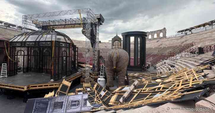 Vortice all’Arena di Verona abbatte le scenografie della Traviata per la Prima del festival: “Saltate le prove generali, ma spettacolo confermato”