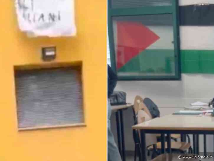 Puniscono chi espone lo striscione pro-Italia, ma fanno lezioni con le bandiere pro-pal: la follia al liceo Monti