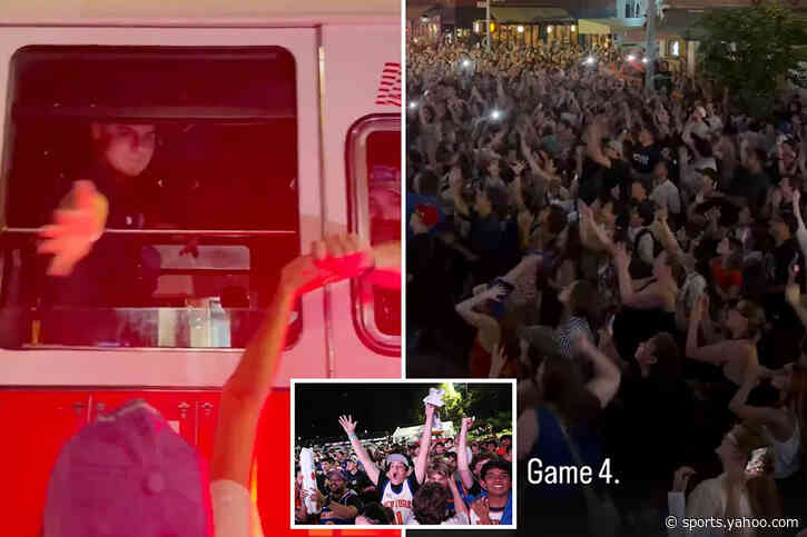 Long-suffering Knicks fans unite in the streets, airports to celebrate the stunning Game 4 comeback win over the Spurs