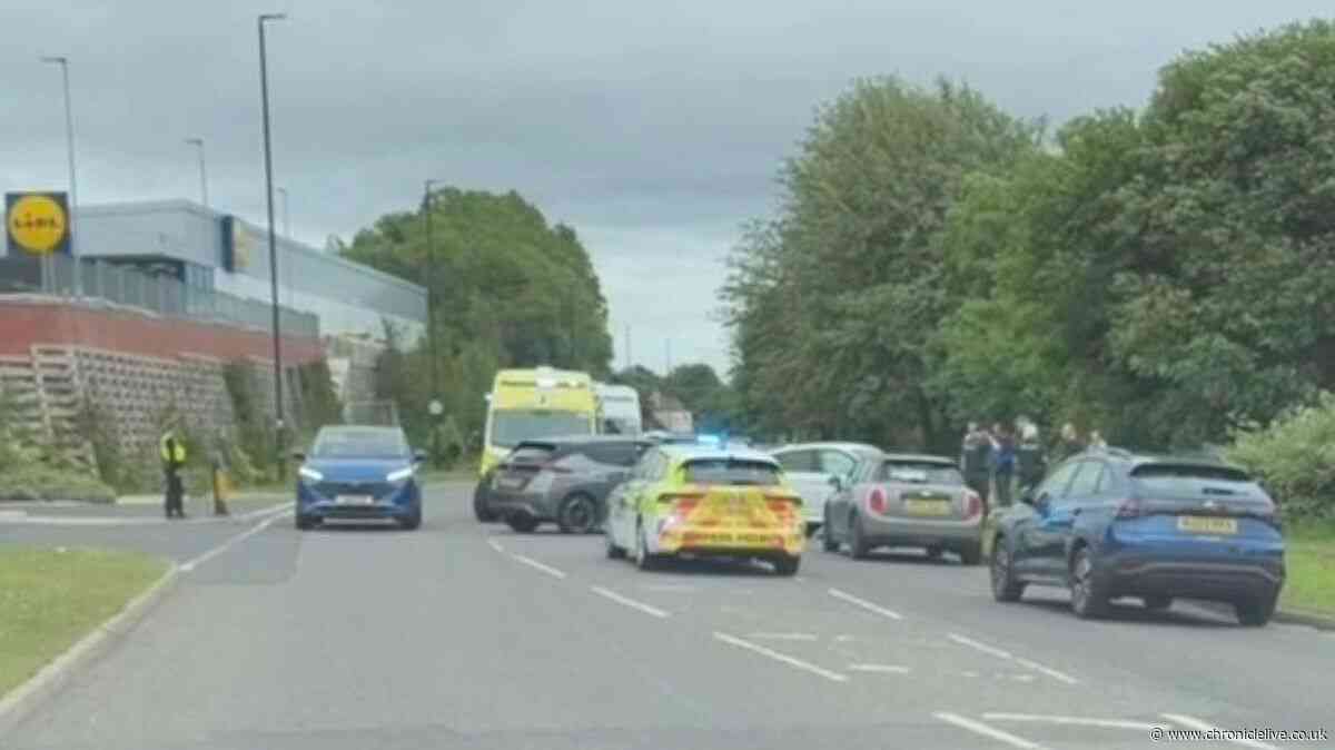 Two people taken to hospital following collision outside Newcastle supermarket