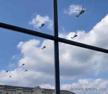 More flyovers planned this weekend after a dozen helicopters flew over Arlington today