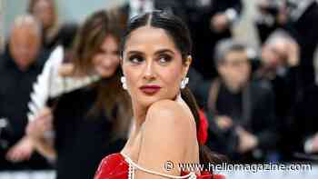 Salma Hayek shows off curvy physique in bold red power suit during World Cup surprise