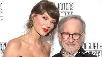 Hilarious moment Taylor Swift makes director Steven Spielberg record her and Travis Kelce DANCING during Songwriters Hall Of Fame Induction