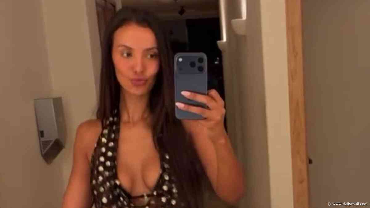 Newly single Maya Jama shows off her incredible figure in a plunging polka dot dress as she parties with pals in Ibiza amid Love Island filming