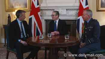 Starmer stages awkward photo op with new Defence Secretary and 'resignation risk' forces chief... as funding plan is STILL not agreed