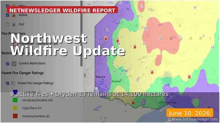 Northwest Region reports nine active wildfires; Dryden 13 remains not under control