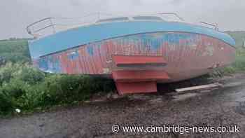 Fly-tipped boat and caravans found next to Cambridgeshire road