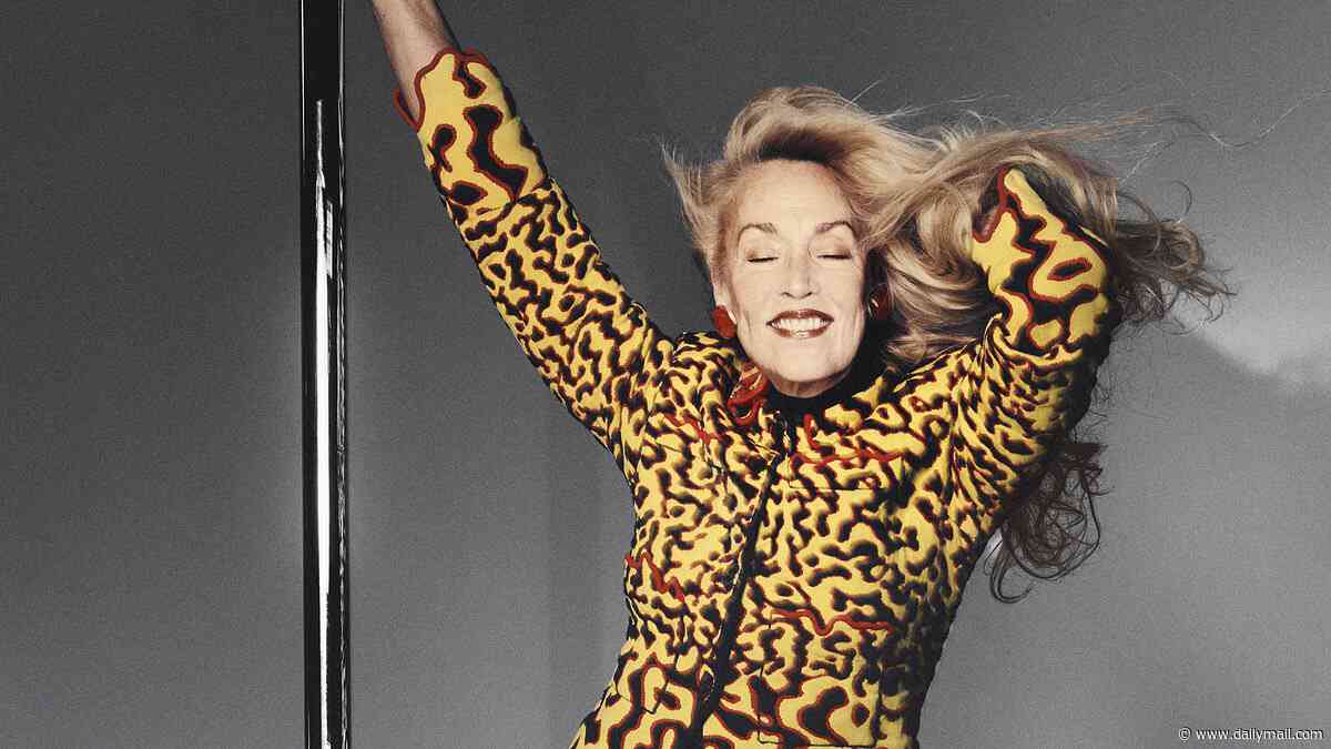 Jerry Hall, 69, reveals her top tips for looking youthful - including drinking rosé, NOT cutting your hair and never getting Botox - as she swings around a pole in heels for striking Vogue shoot