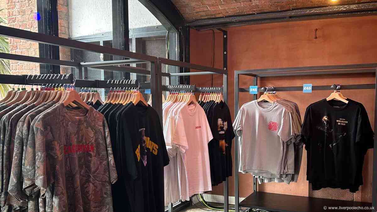Zach Bryan merchandise at pop-up shop in Liverpool