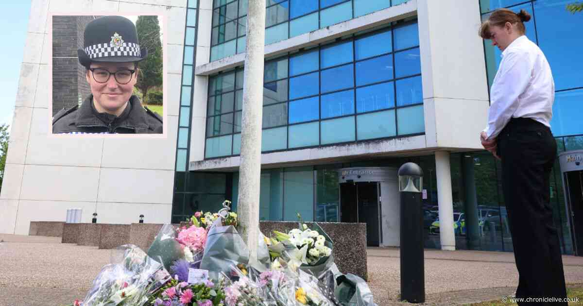 Flowers and tributes laid in memory of Jess Turnbull at Northumbria Police HQ