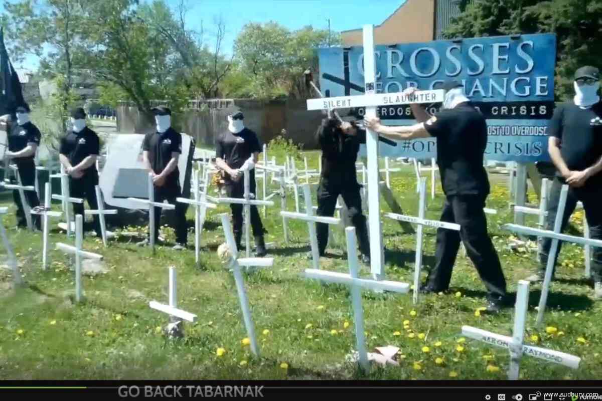 White nationalist group places ‘Silent Slaughter’ cross at Sudbury’s opioid memorial