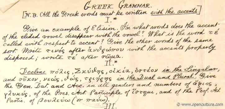Harvard’s 1869 Entrance Exam: Could You Answer Tough Questions About Latin, Greek, Ancient History, Plane Geometry & More