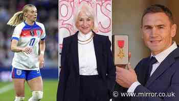 King's Birthday Honours list in full including Helen Mirren, Kevin Sinfield and Anneka Rice