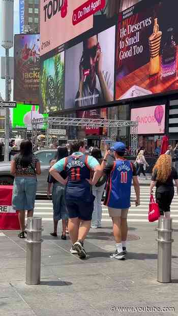 Times Square feeling the Knicks Spirit 💙🧡🏀 #TimesSquare #NYC #Knicks #NBA #Finals