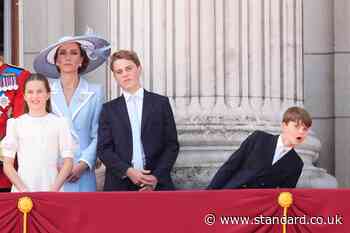 Cheeky Prince Louis, 8, steals the show at Trooping the Colour as he marvels at RAF flypast