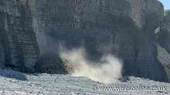 Rocks collapse from Southerndown cliffs as couple walk their dog