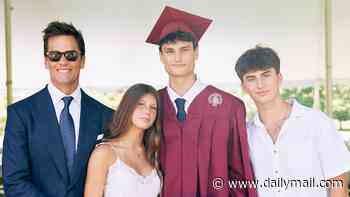 Doting dad Tom Brady pays heartfelt tribute to eldest son Jack on his graduation... with cheeky dig at 18-year-old's towering height