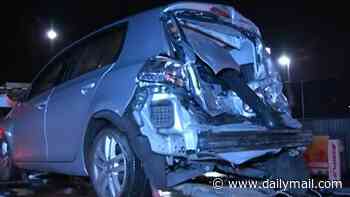Manhunt sparked after a driver allegedly rammed a car and threatened teens with a screwdriver at a Guzman Y Gomez