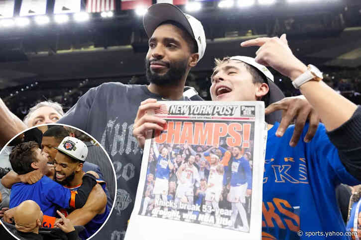 Timothee Chalamet holds up The Post, throws Oscars shade as he wildly celebrates Knicks championship