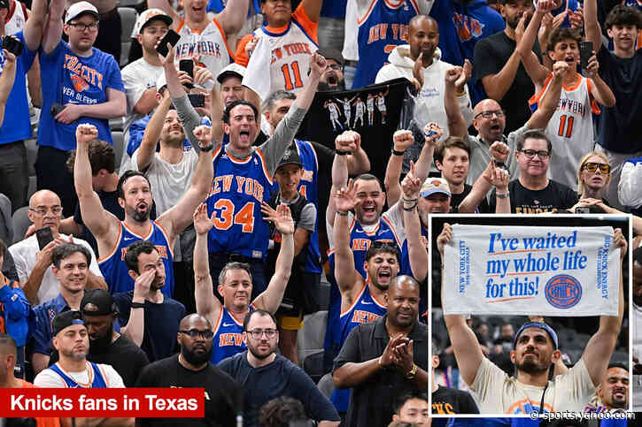 Ecstatic Knicks fans celebrate breaking championship drought at San Antonio Spurs’ Frost Bank Center