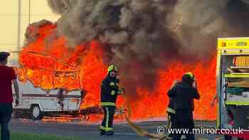 Tesco evacuated over massive fire threatening to engulf store as black smoke fills sky