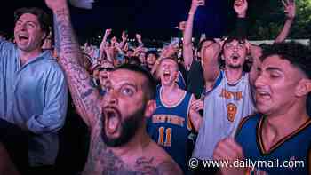 New York City descends into total CHAOS as teenager is shot, fans tear apart a school bus and riot cops rush to keep control after Knicks end 53-year championship curse