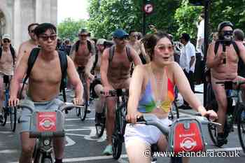 Hundreds of cyclists take park in World Naked Bike Ride in central London