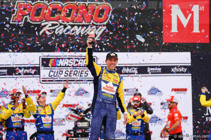 Denny Hamlin wins the NASCAR Cup race at Pocono for his third straight victory