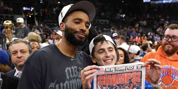 Timothee Chalamet Celebrates Knicks Win, Gets Sprayed With Champagne With Players In Locker Room