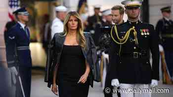 Melania stuns in black as she arrives with military escort for UFC showdown on White House lawn
