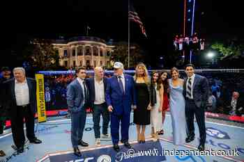 Trump UFC fight live: Trump and Melania get in the octagon to congratulate winner after bloody final match on president’s 80th birthday