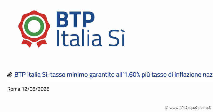 Btp Italia Sì: al via il collocamento del nuovo titolo di Stato. Rendimento minimo all’1,6 per cento