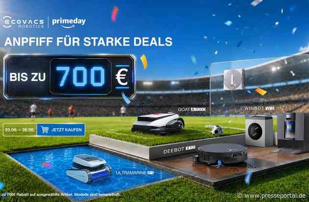 Early Prime Day bei ECOVACS: Premium-Robotik für Zuhause, Garten und Pool mit Preisvorteilen bis zu 700 Euro, bereits ab dem 15. Juni