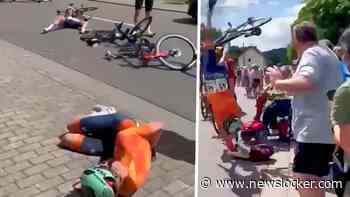 Wielrenner maakt salto na roekeloze actie van bejaarde op scootmobiel