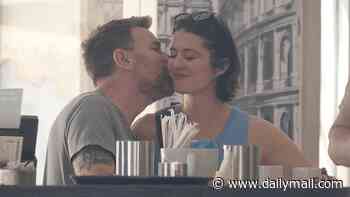 Ewan McGregor, 55, shares a sweet kiss with wife Mary Elizabeth Winstead, 41, as they snap selfies while sightseeing in Rome