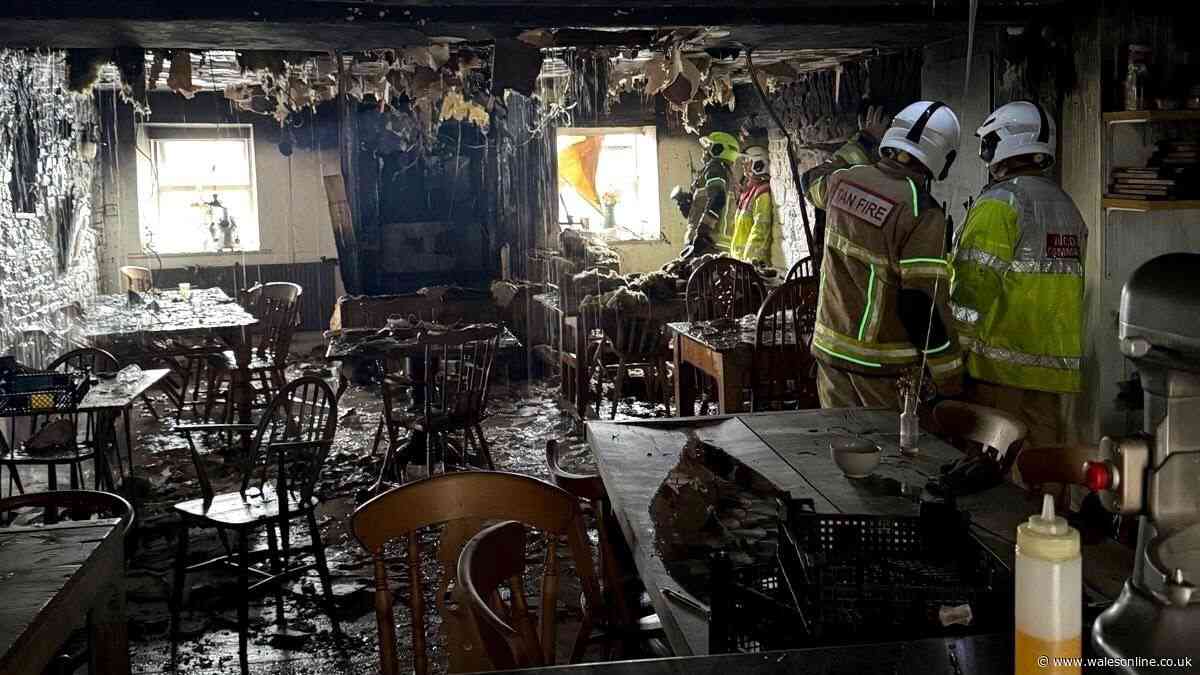 Devastating scenes inside historic award winning Welsh pub destroyed by fire