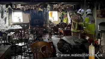 Devastating scenes inside historic award winning Welsh pub destroyed by fire