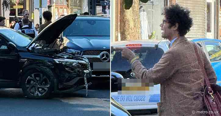 Richard Ayoade caught up in car crash after speeding Renault hits woman