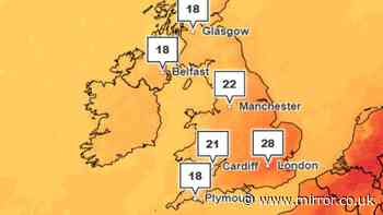 UK weather: Met Office confirms 28C heat blast in days - full list of 8 hottest areas